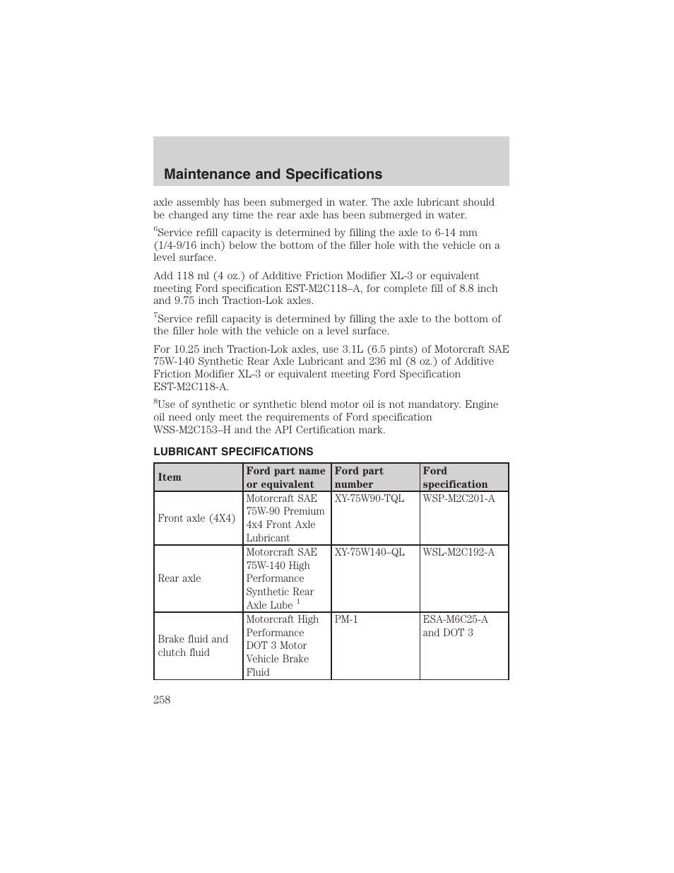 Maintenance and specifications | FORD 2003 F-150 v.4 User Manual | Page 258 / 280