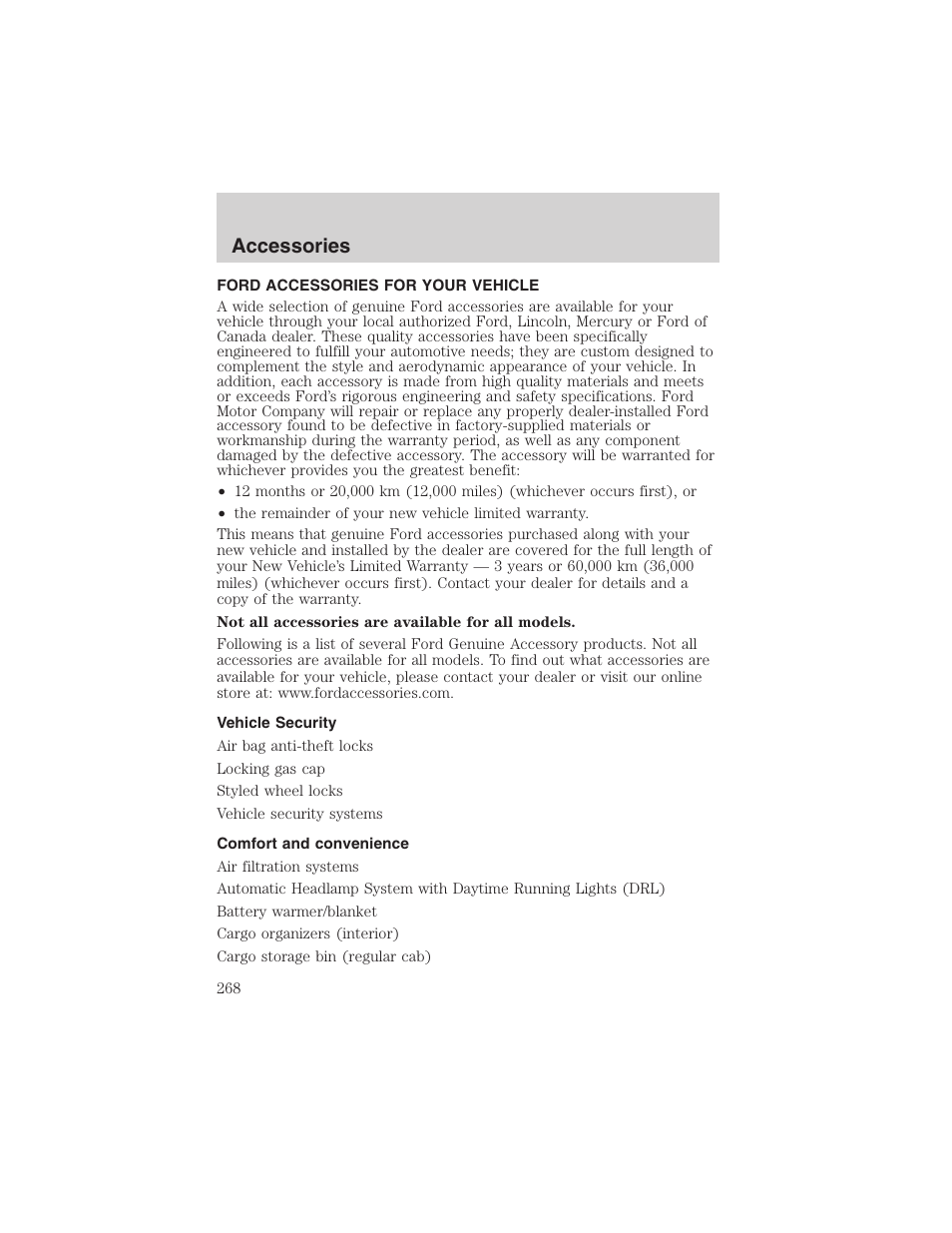 Accessories | FORD 2003 F-150 v.4 User Manual | Page 268 / 280