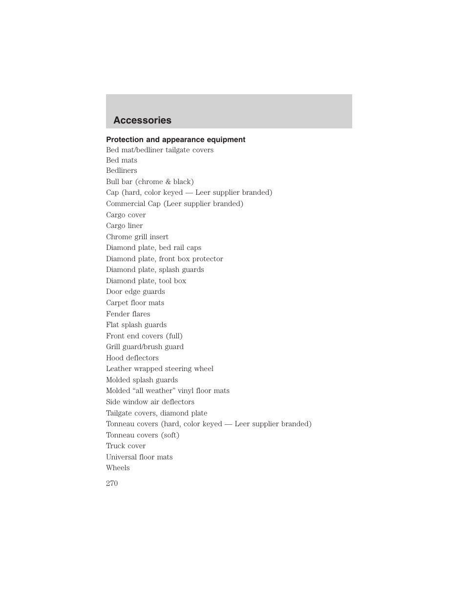 Accessories | FORD 2003 F-150 v.4 User Manual | Page 270 / 280