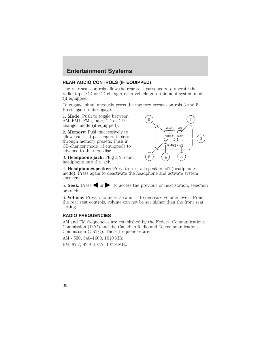 Entertainment systems | FORD 2003 F-150 v.4 User Manual | Page 36 / 280