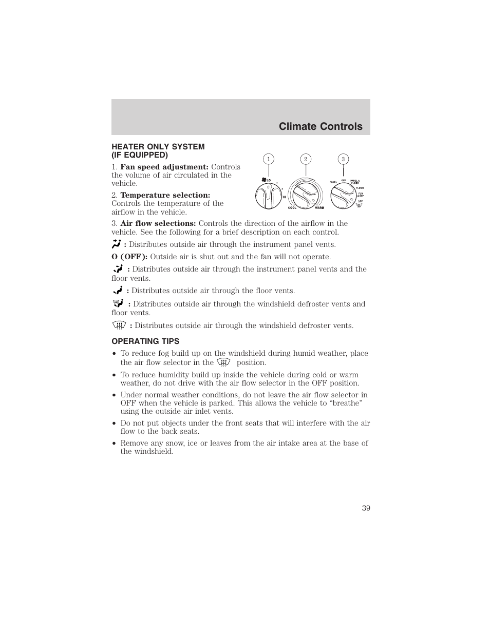 Climate controls | FORD 2003 F-150 v.4 User Manual | Page 39 / 280