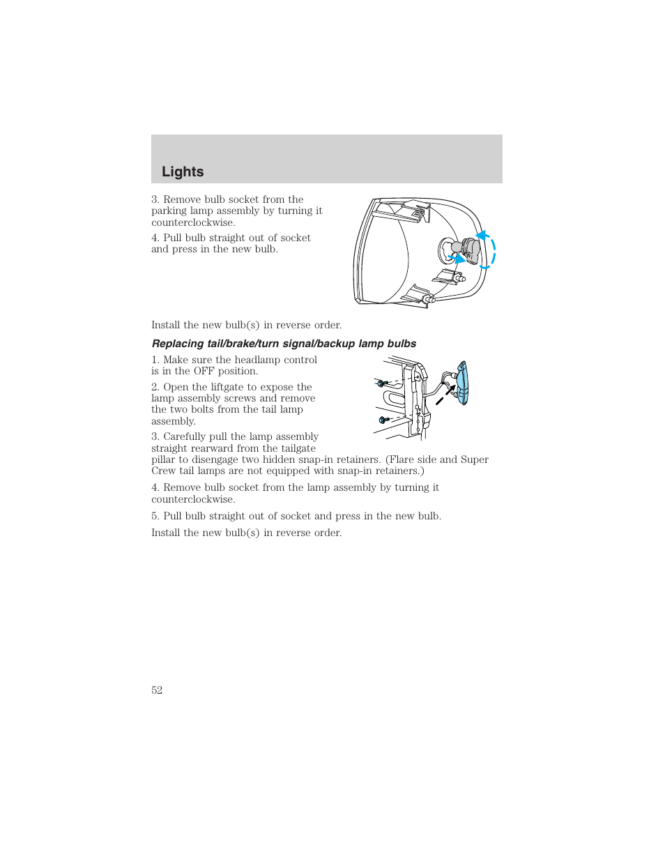 Lights | FORD 2003 F-150 v.4 User Manual | Page 52 / 280