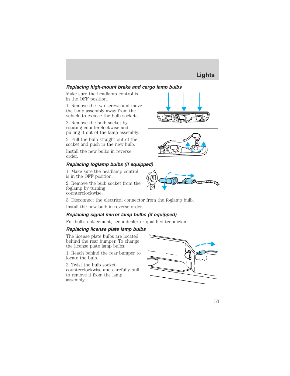 Lights | FORD 2003 F-150 v.4 User Manual | Page 53 / 280