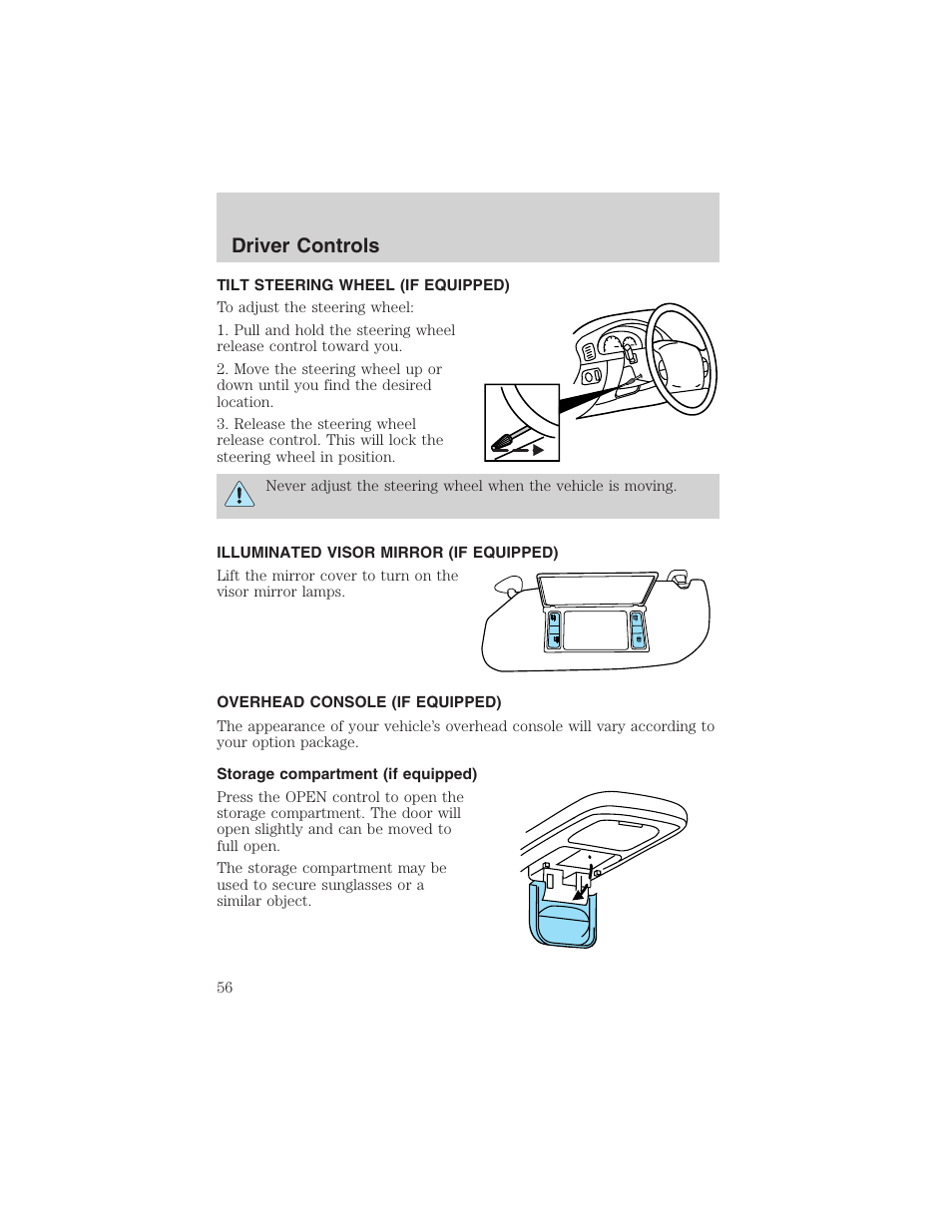 Driver controls | FORD 2003 F-150 v.4 User Manual | Page 56 / 280