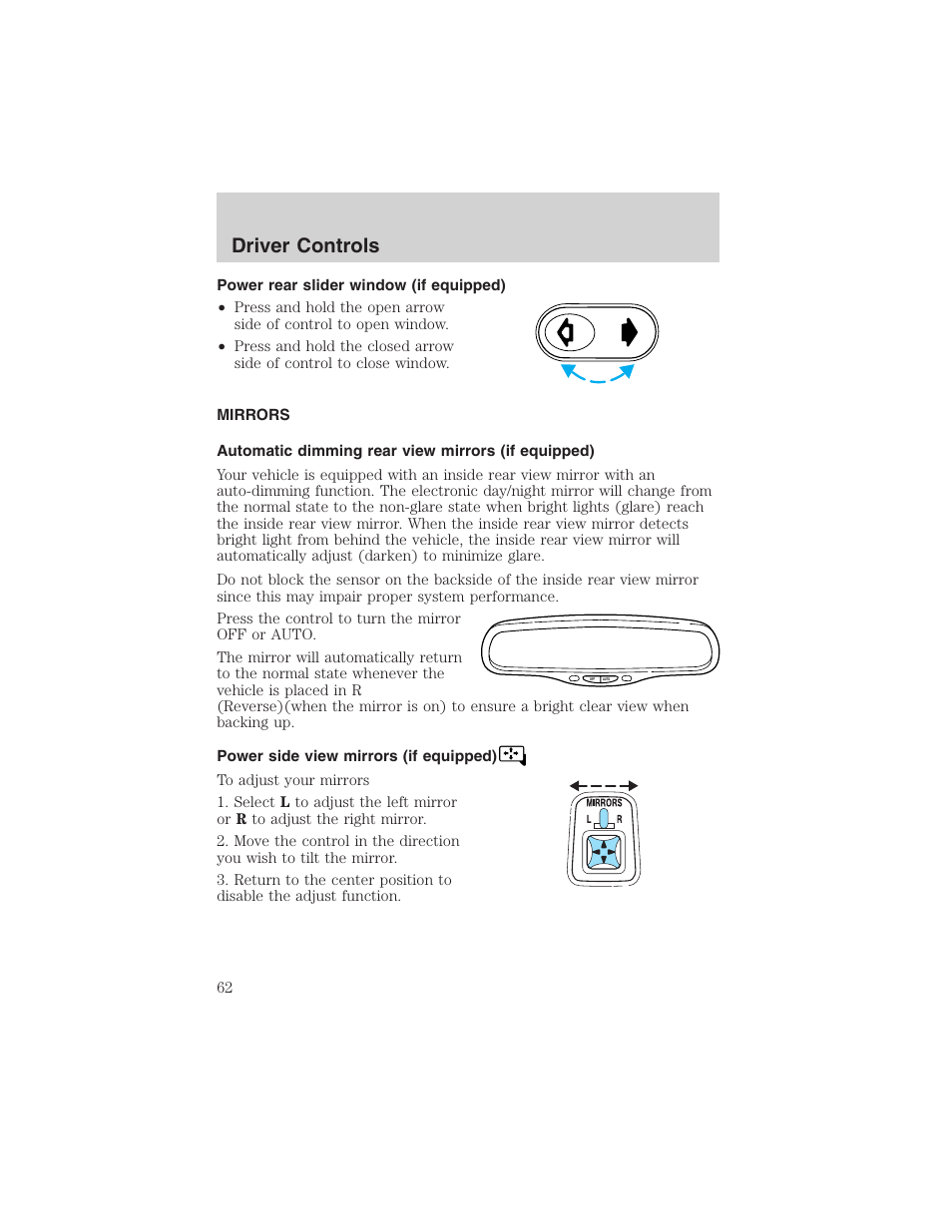 Driver controls | FORD 2003 F-150 v.4 User Manual | Page 62 / 280