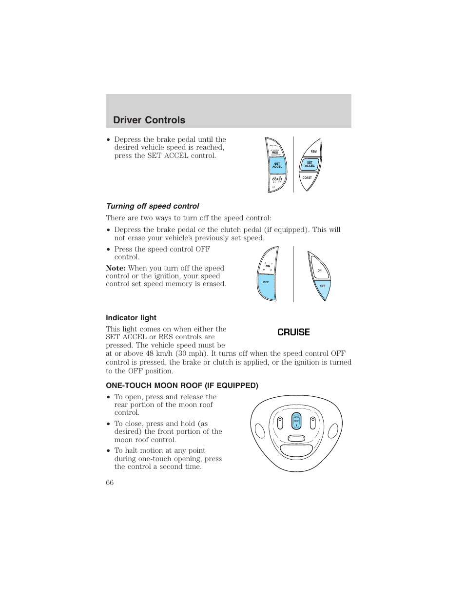 Driver controls, Cruise | FORD 2003 F-150 v.4 User Manual | Page 66 / 280