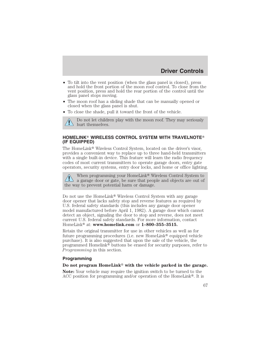 Driver controls | FORD 2003 F-150 v.4 User Manual | Page 67 / 280