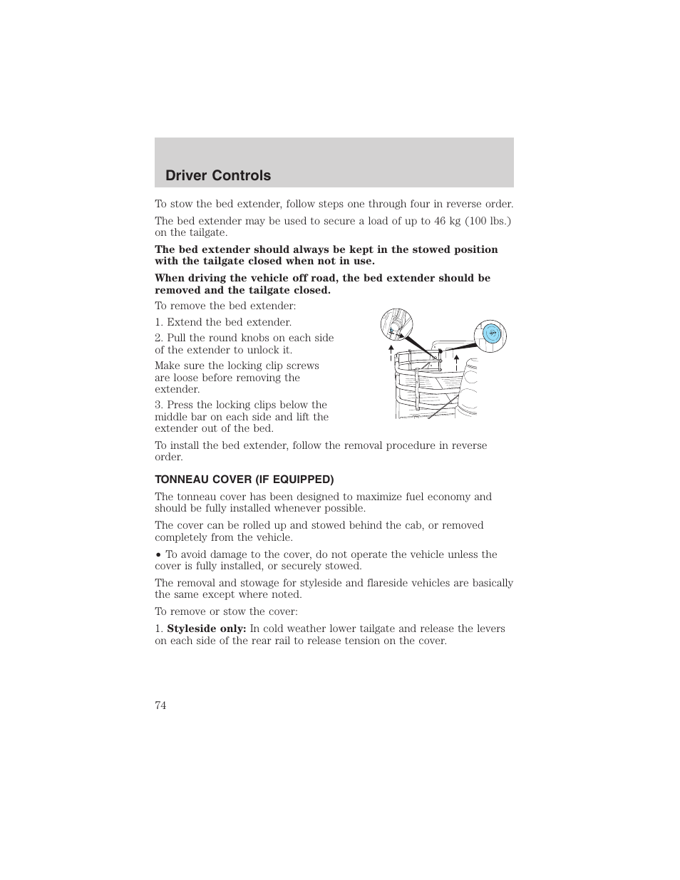 Driver controls | FORD 2003 F-150 v.4 User Manual | Page 74 / 280