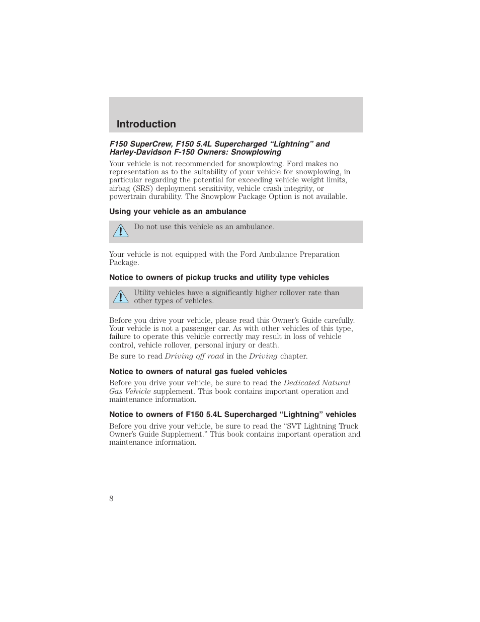 Introduction | FORD 2003 F-150 v.4 User Manual | Page 8 / 280