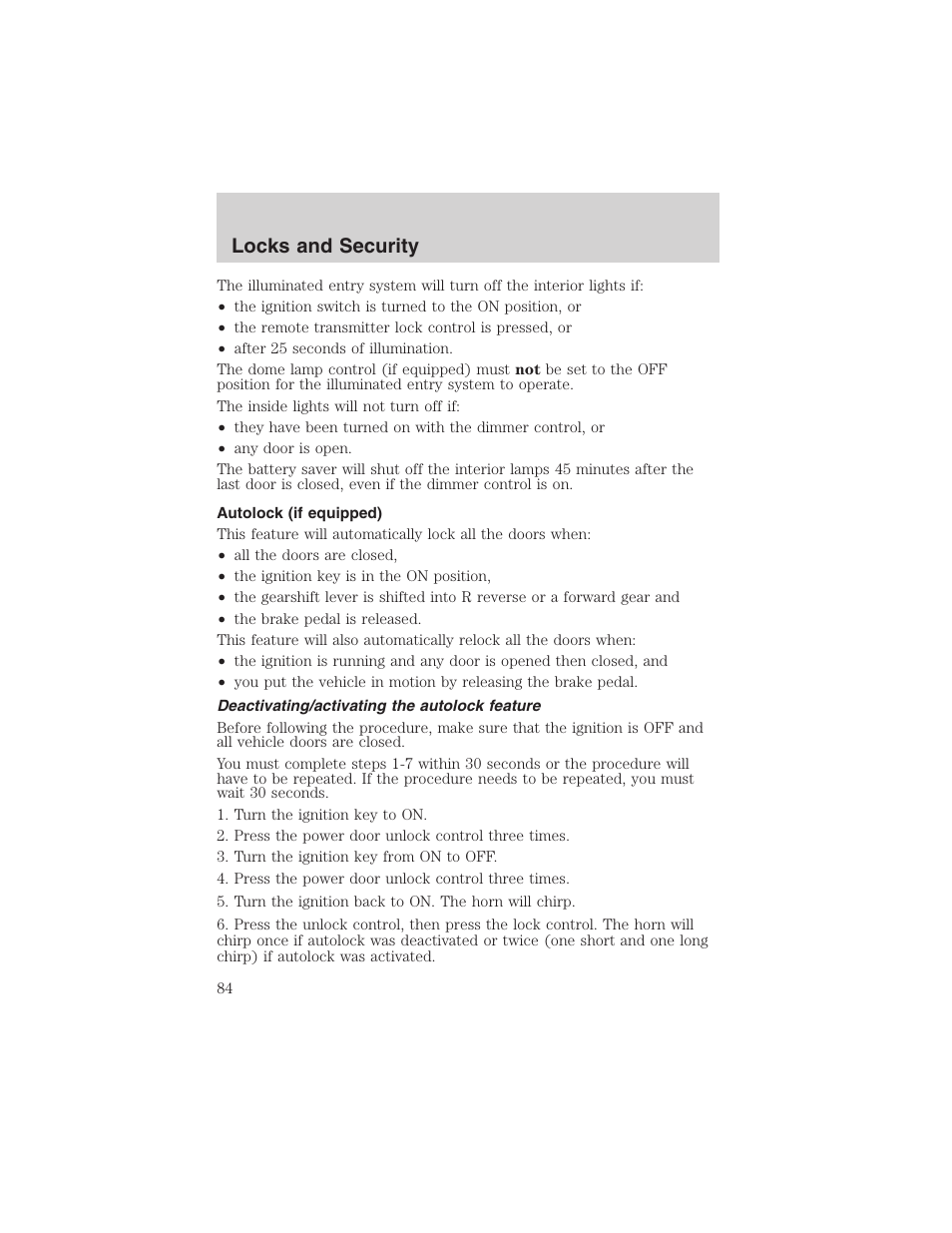 Locks and security | FORD 2003 F-150 v.4 User Manual | Page 84 / 280