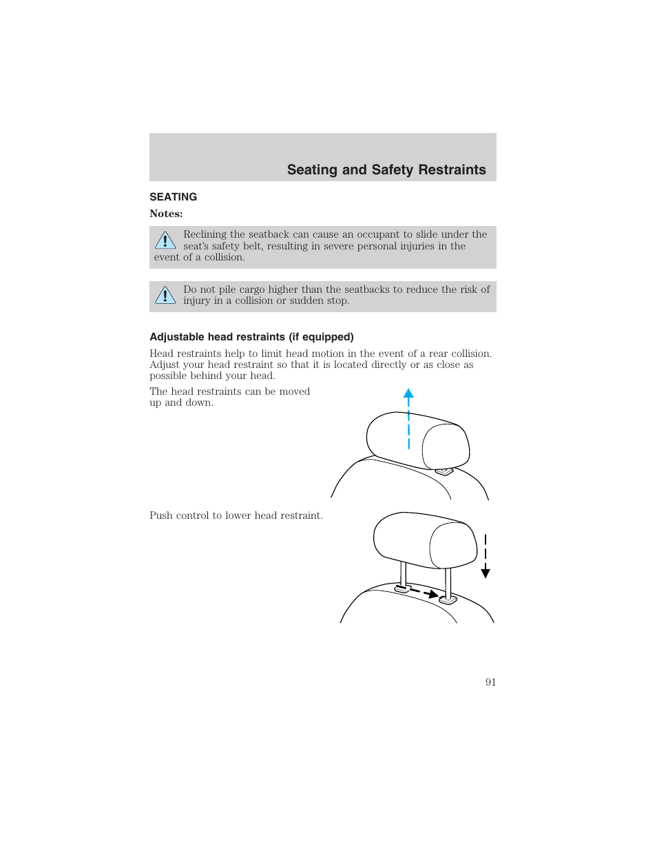 Seating and safety restraints | FORD 2003 F-150 v.4 User Manual | Page 91 / 280
