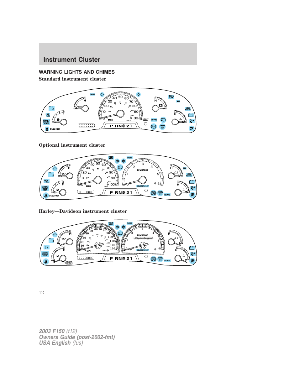 Instrument cluster | FORD 2003 F-150 v.5 User Manual | Page 12 / 280