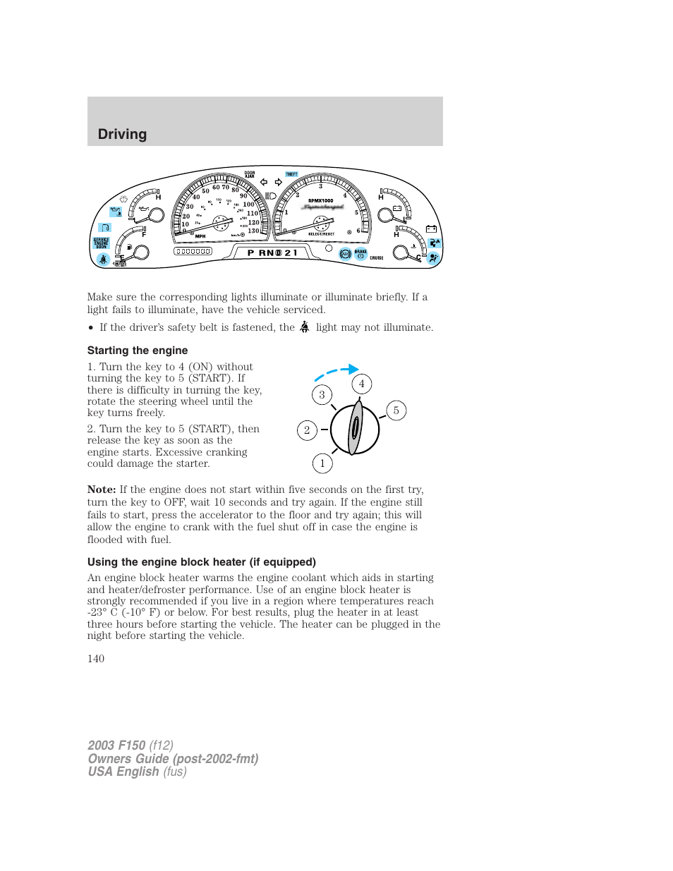 Driving | FORD 2003 F-150 v.5 User Manual | Page 140 / 280