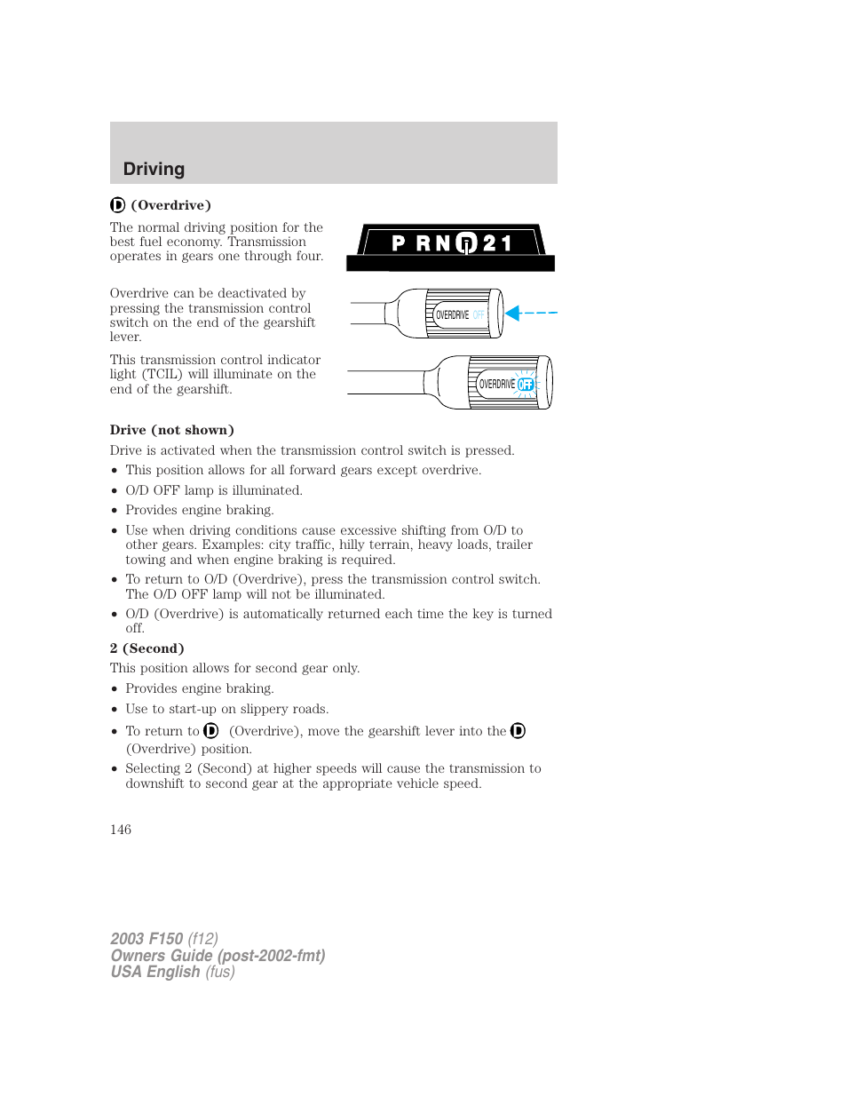 Driving | FORD 2003 F-150 v.5 User Manual | Page 146 / 280