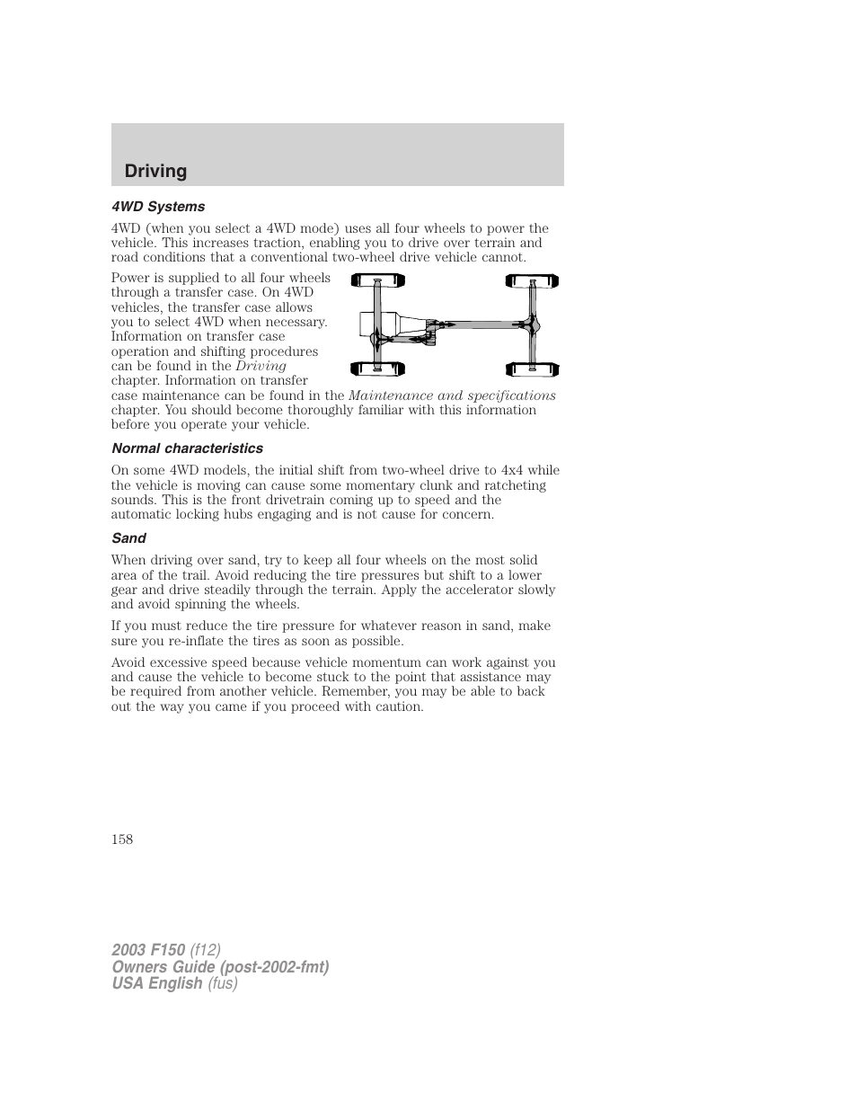 Driving | FORD 2003 F-150 v.5 User Manual | Page 158 / 280