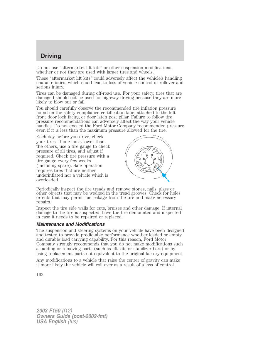 Driving | FORD 2003 F-150 v.5 User Manual | Page 162 / 280