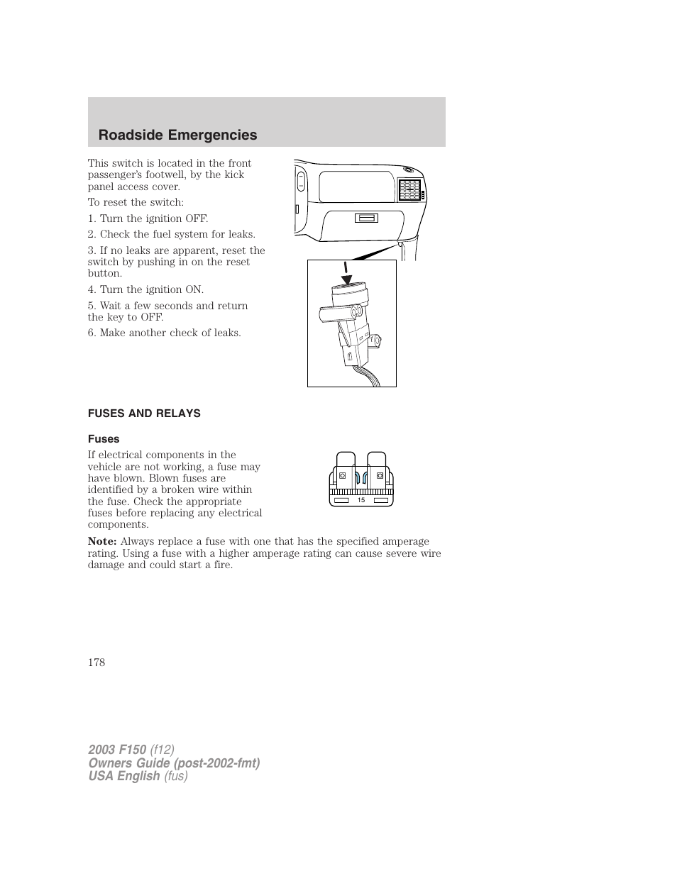 Roadside emergencies | FORD 2003 F-150 v.5 User Manual | Page 178 / 280