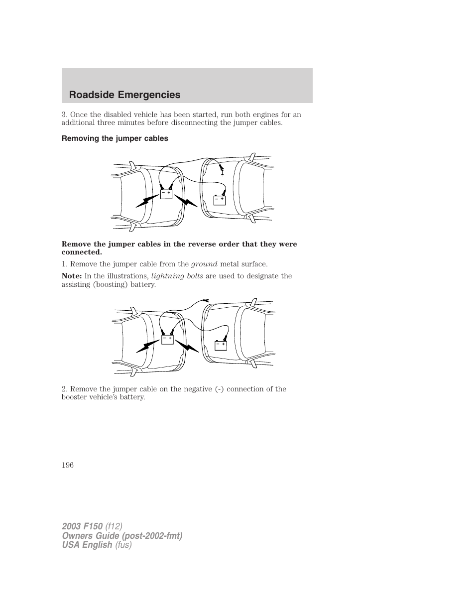 Roadside emergencies | FORD 2003 F-150 v.5 User Manual | Page 196 / 280