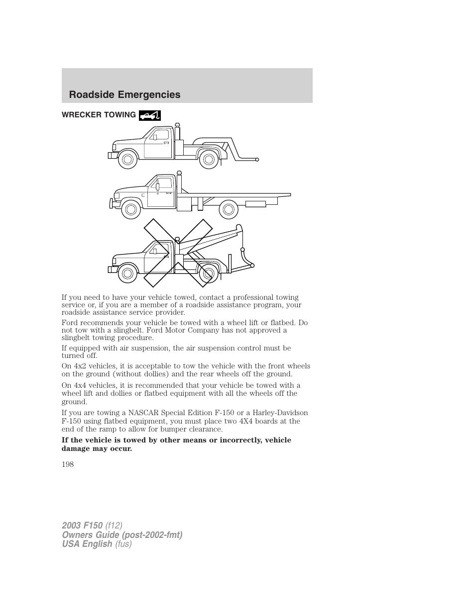 Roadside emergencies | FORD 2003 F-150 v.5 User Manual | Page 198 / 280