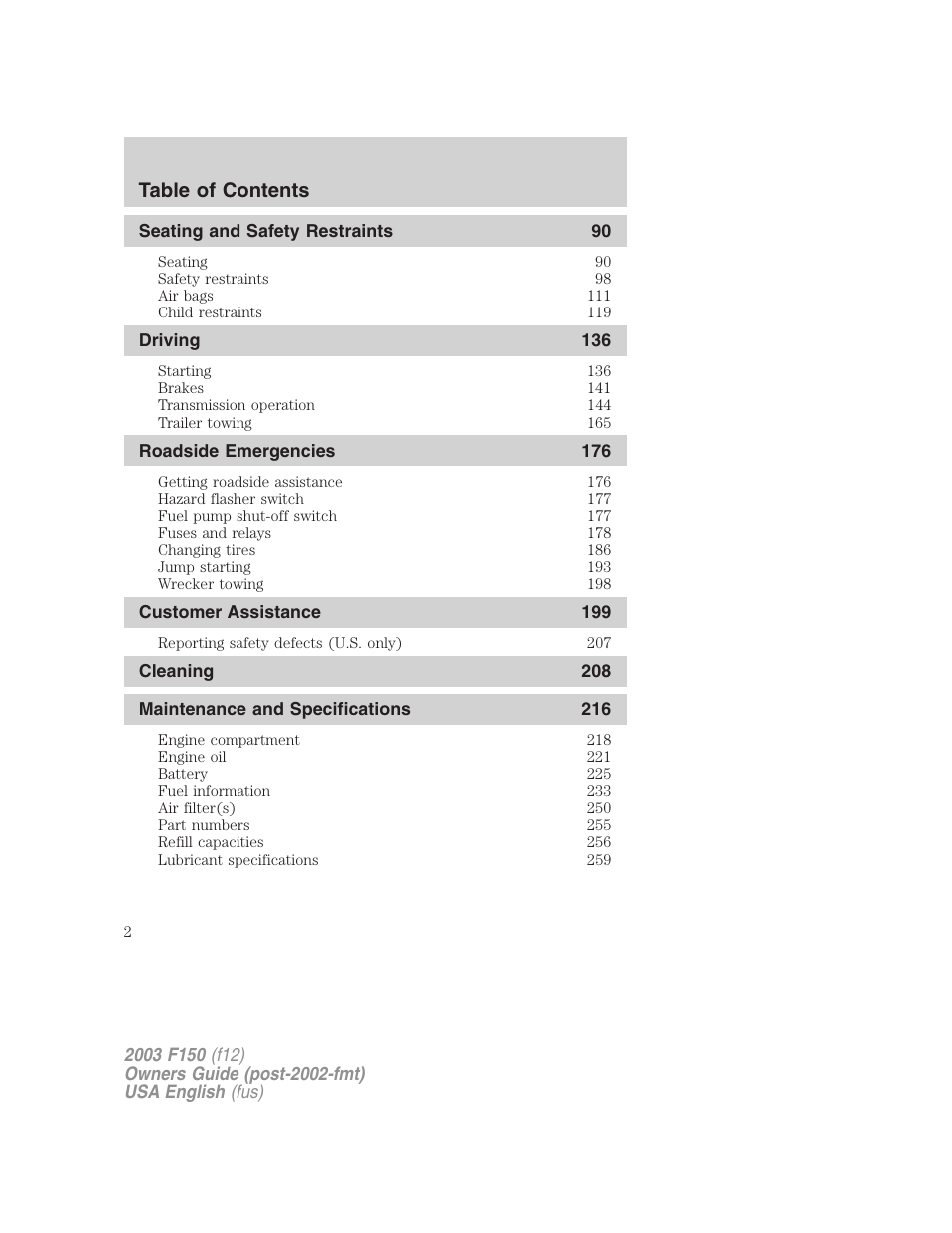 FORD 2003 F-150 v.5 User Manual | Page 2 / 280
