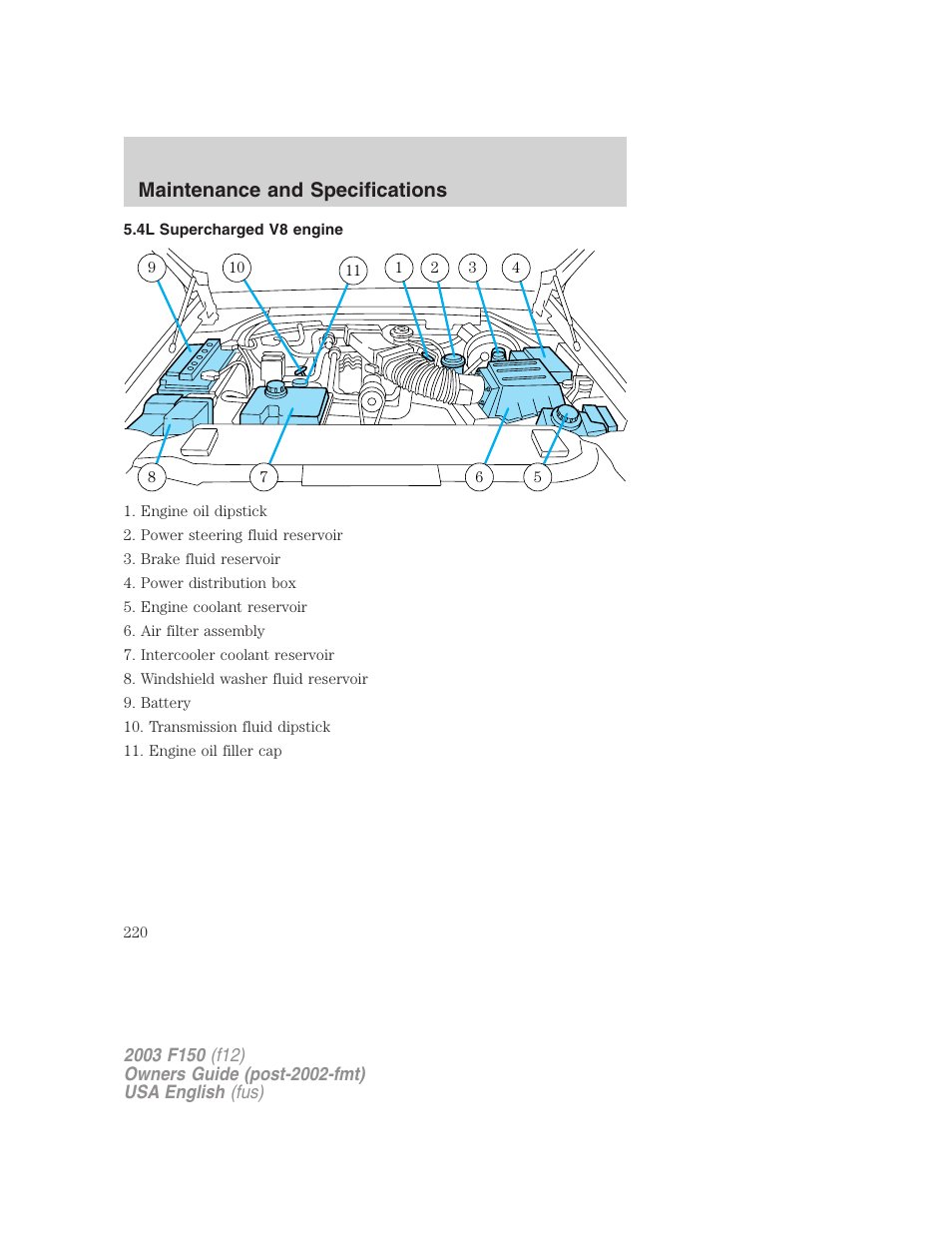 Maintenance and specifications | FORD 2003 F-150 v.5 User Manual | Page 220 / 280
