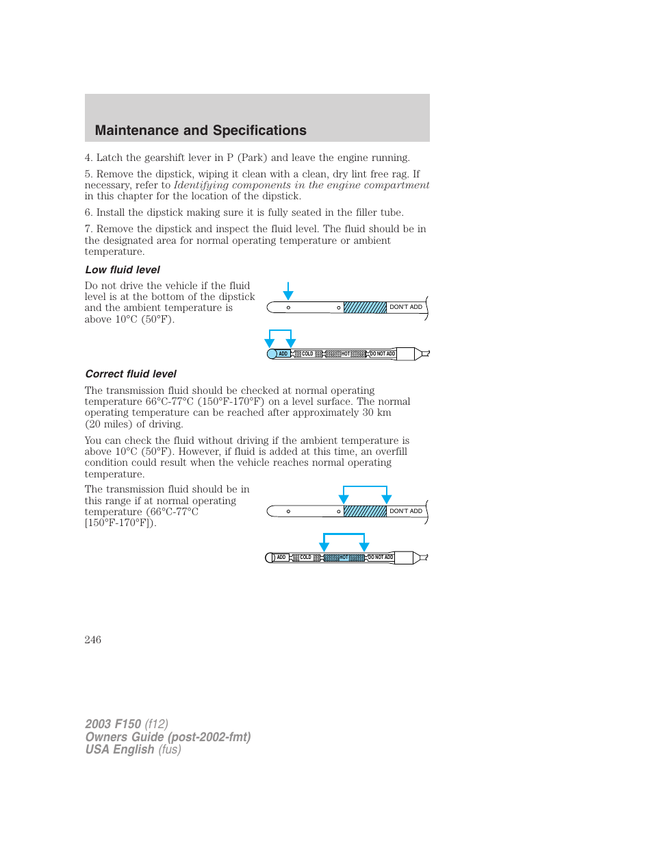 Maintenance and specifications | FORD 2003 F-150 v.5 User Manual | Page 246 / 280