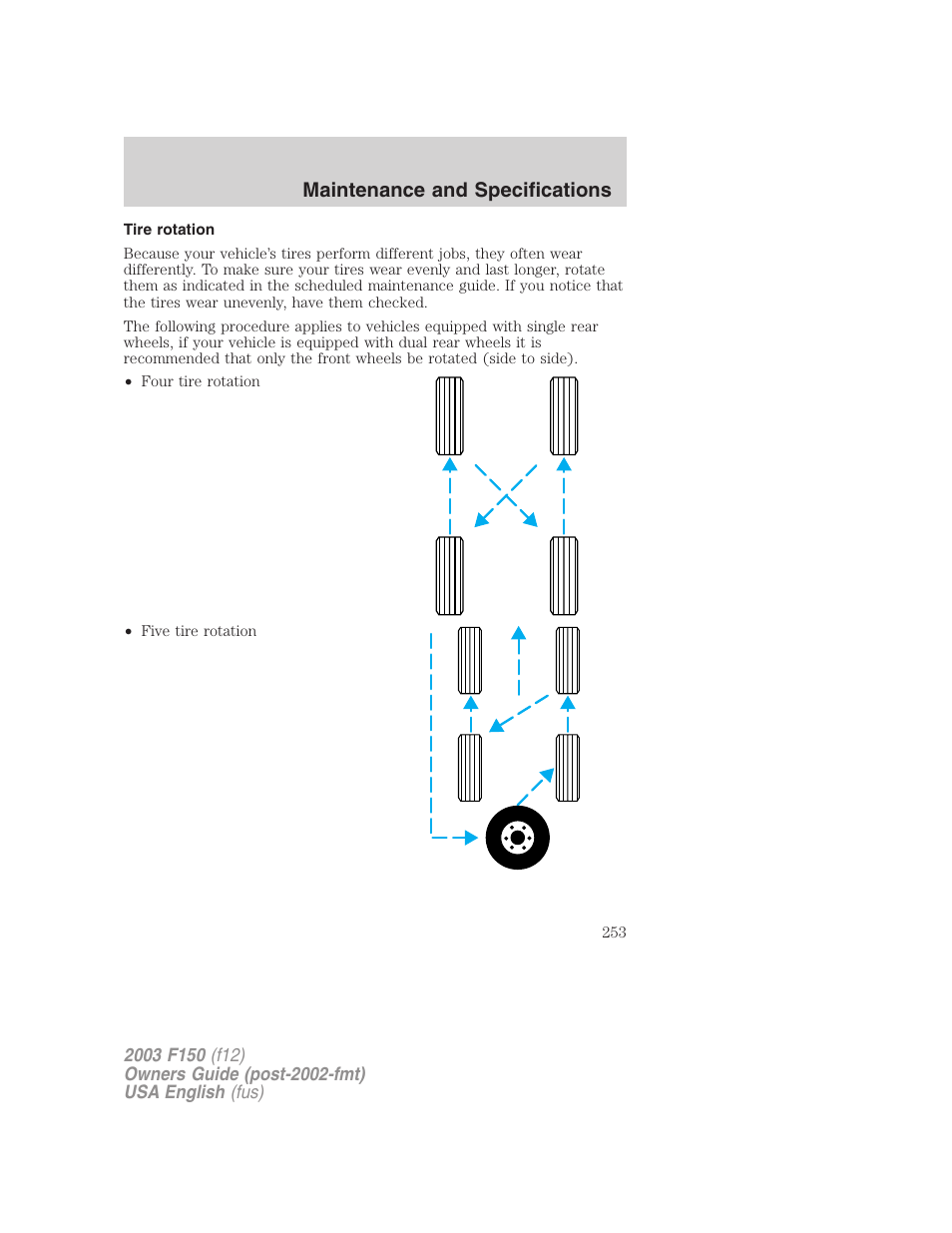 Maintenance and specifications | FORD 2003 F-150 v.5 User Manual | Page 253 / 280