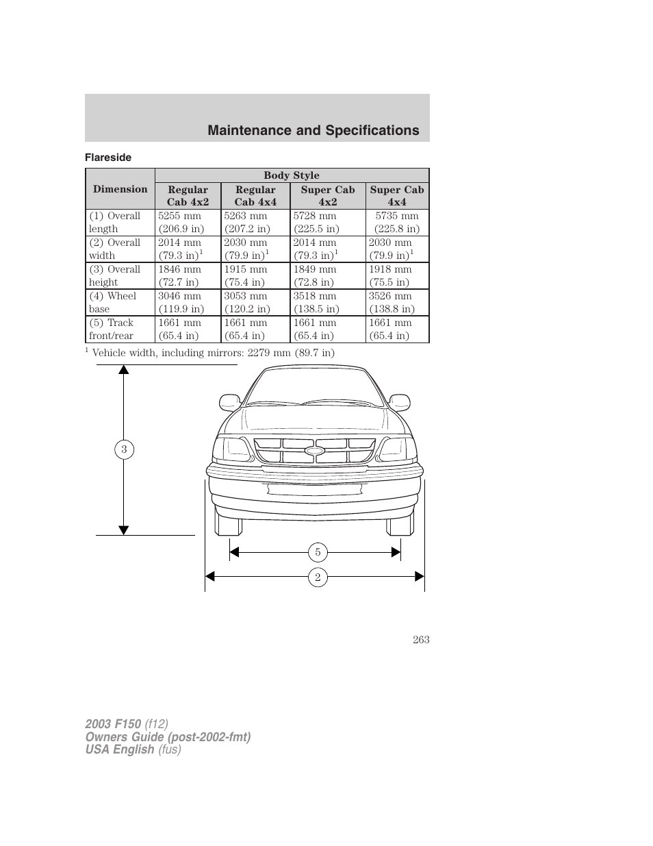 Maintenance and specifications | FORD 2003 F-150 v.5 User Manual | Page 263 / 280