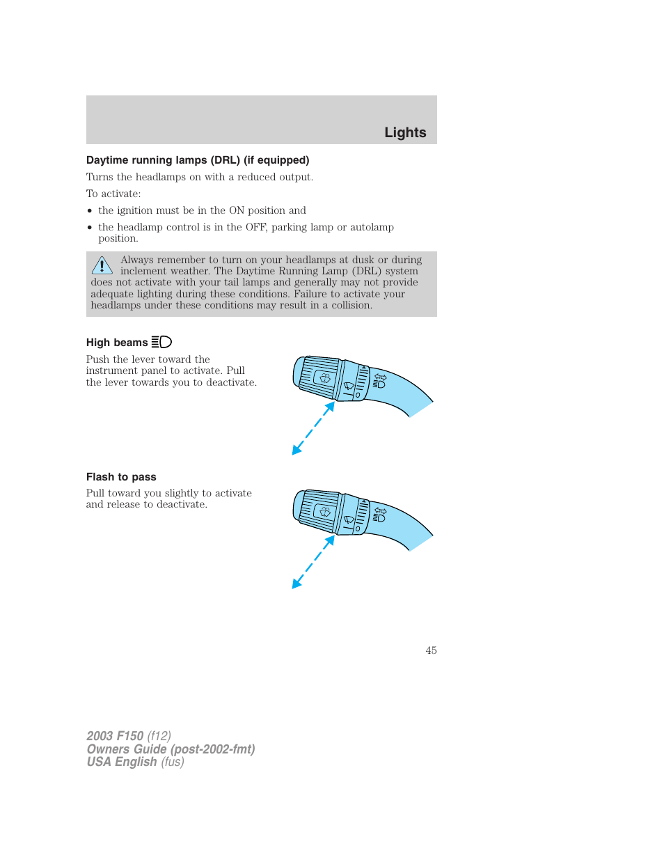 Lights | FORD 2003 F-150 v.5 User Manual | Page 45 / 280