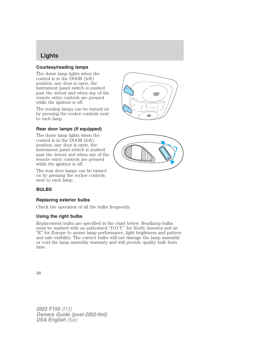 Lights | FORD 2003 F-150 v.5 User Manual | Page 48 / 280