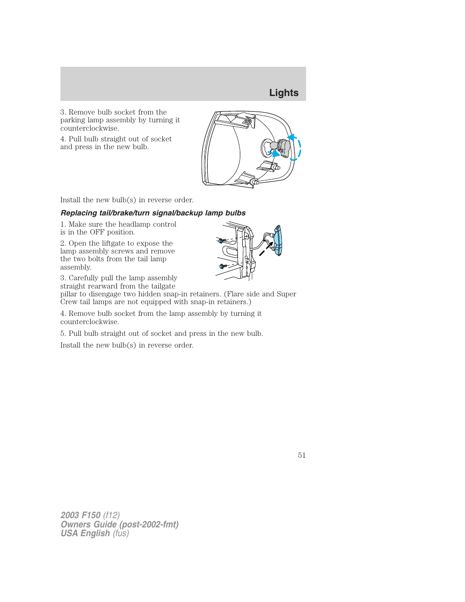 Lights | FORD 2003 F-150 v.5 User Manual | Page 51 / 280