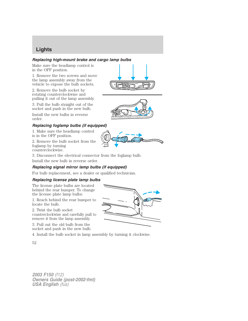 Lights | FORD 2003 F-150 v.5 User Manual | Page 52 / 280