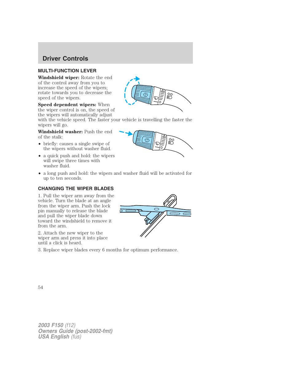 Driver controls | FORD 2003 F-150 v.5 User Manual | Page 54 / 280