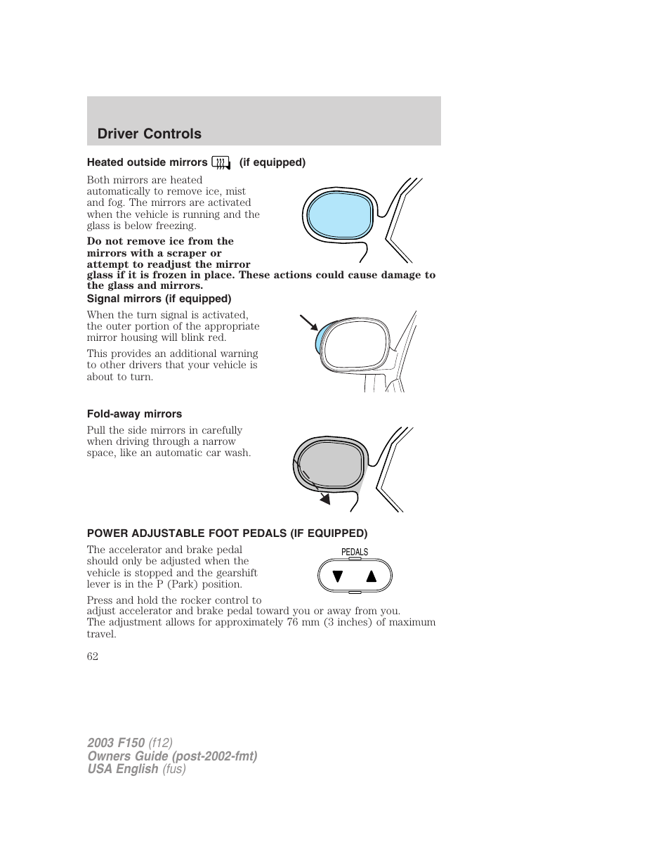 Driver controls | FORD 2003 F-150 v.5 User Manual | Page 62 / 280
