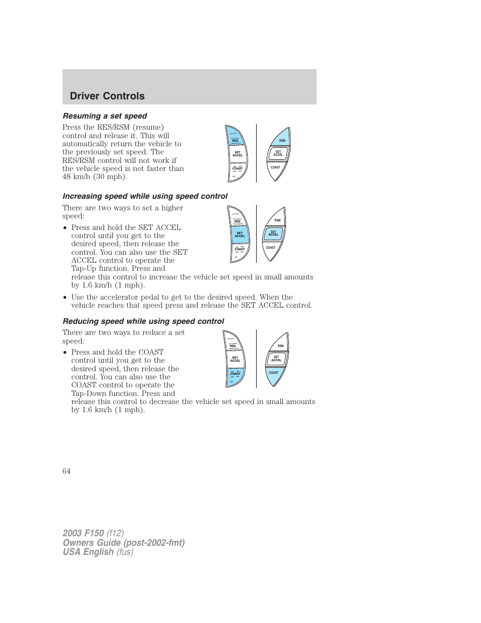 Driver controls | FORD 2003 F-150 v.5 User Manual | Page 64 / 280