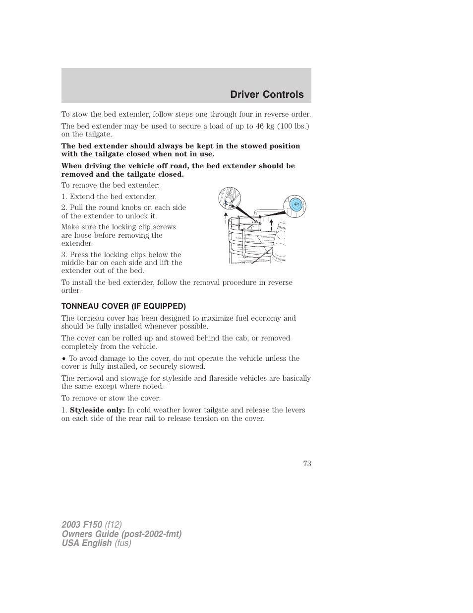 Driver controls | FORD 2003 F-150 v.5 User Manual | Page 73 / 280