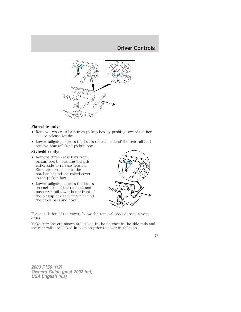 Driver controls | FORD 2003 F-150 v.5 User Manual | Page 75 / 280