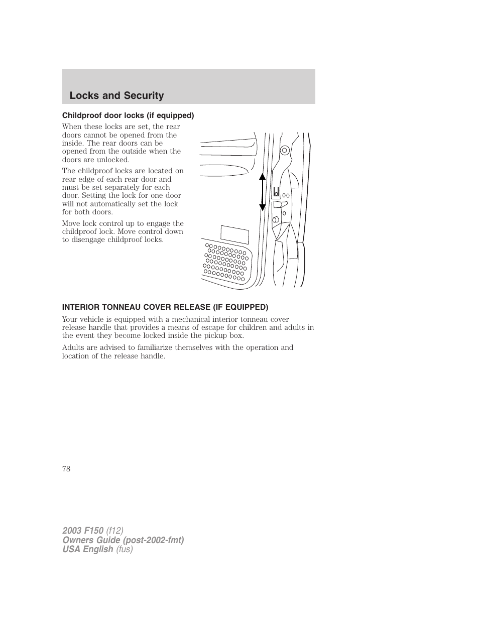 Locks and security | FORD 2003 F-150 v.5 User Manual | Page 78 / 280