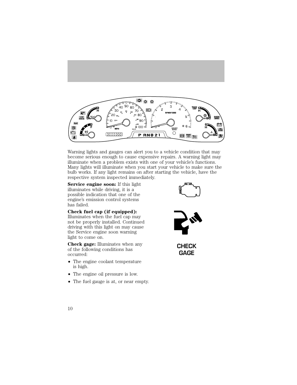 Instrument cluster | FORD 2003 F-550 v.1 User Manual | Page 10 / 256