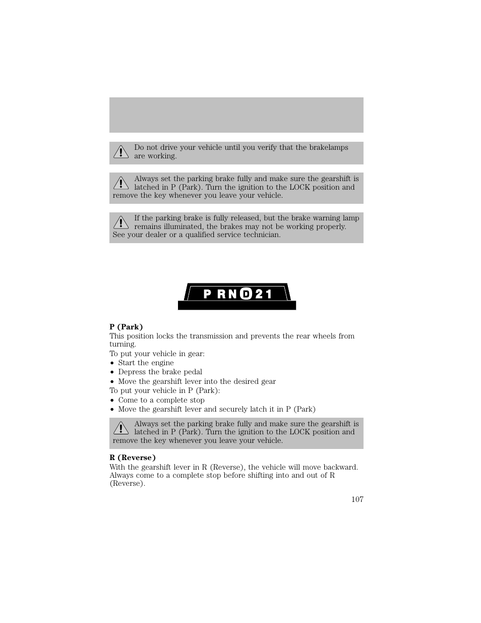 Driving | FORD 2003 F-550 v.1 User Manual | Page 107 / 256