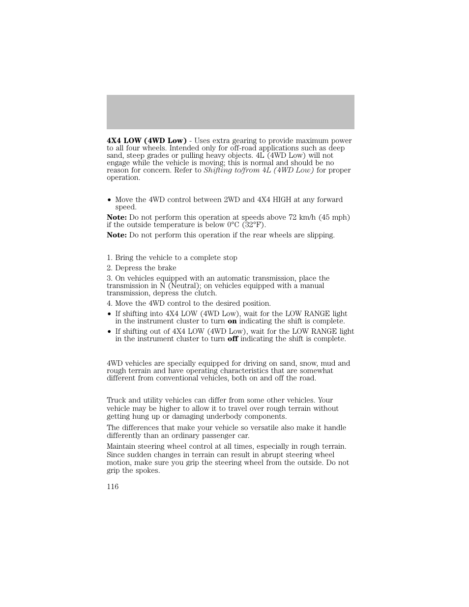 Driving | FORD 2003 F-550 v.1 User Manual | Page 116 / 256