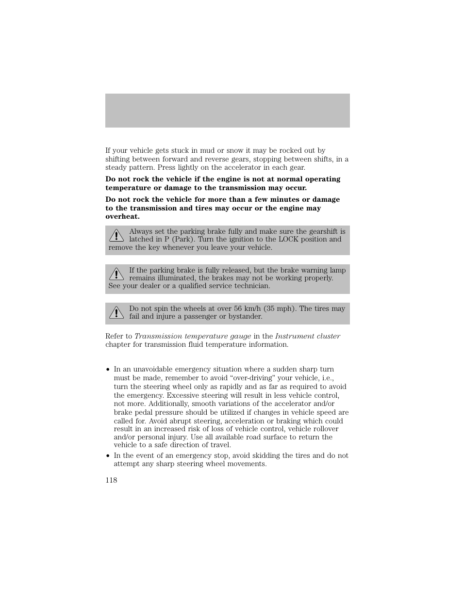 Driving | FORD 2003 F-550 v.1 User Manual | Page 118 / 256