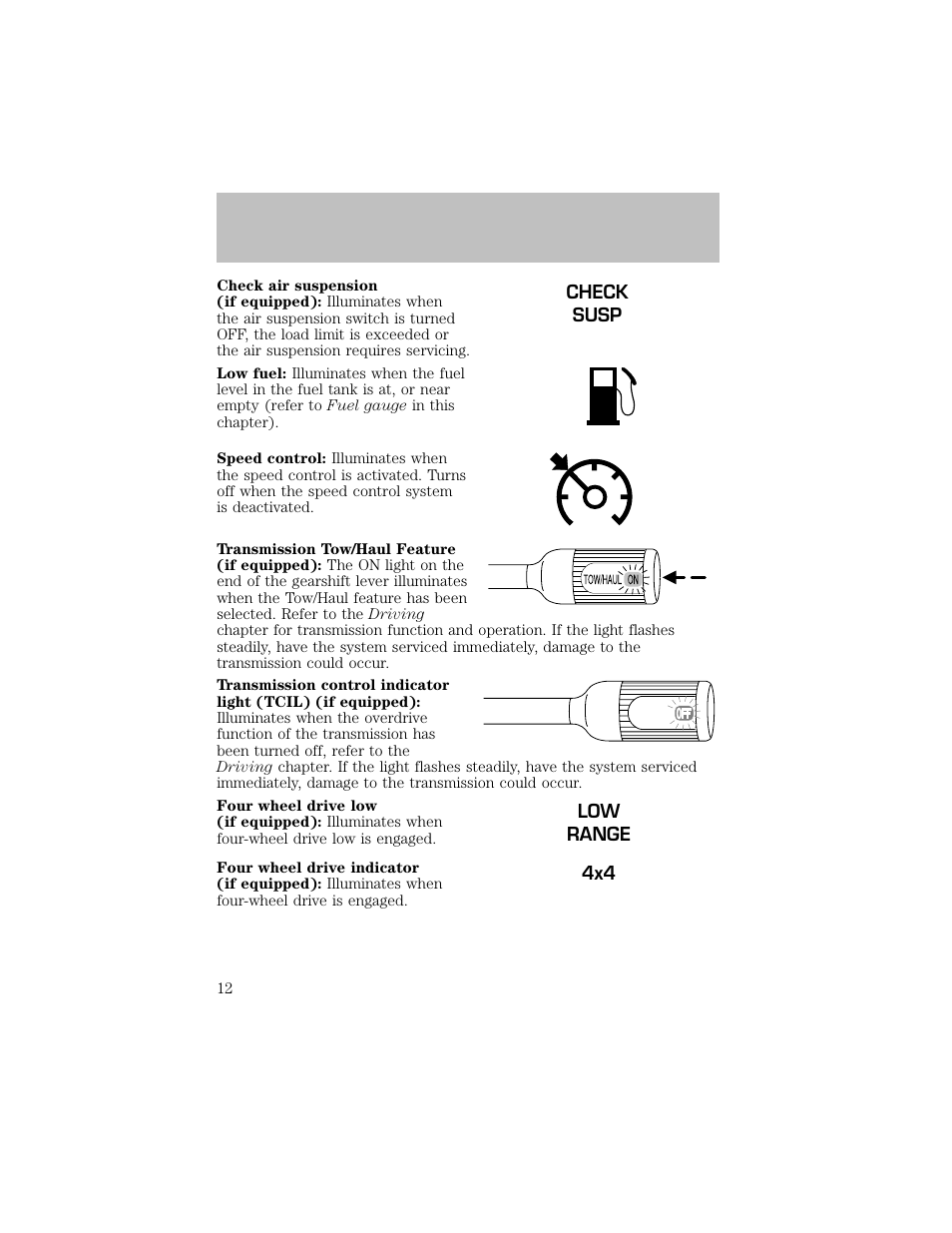 Instrument cluster | FORD 2003 F-550 v.1 User Manual | Page 12 / 256