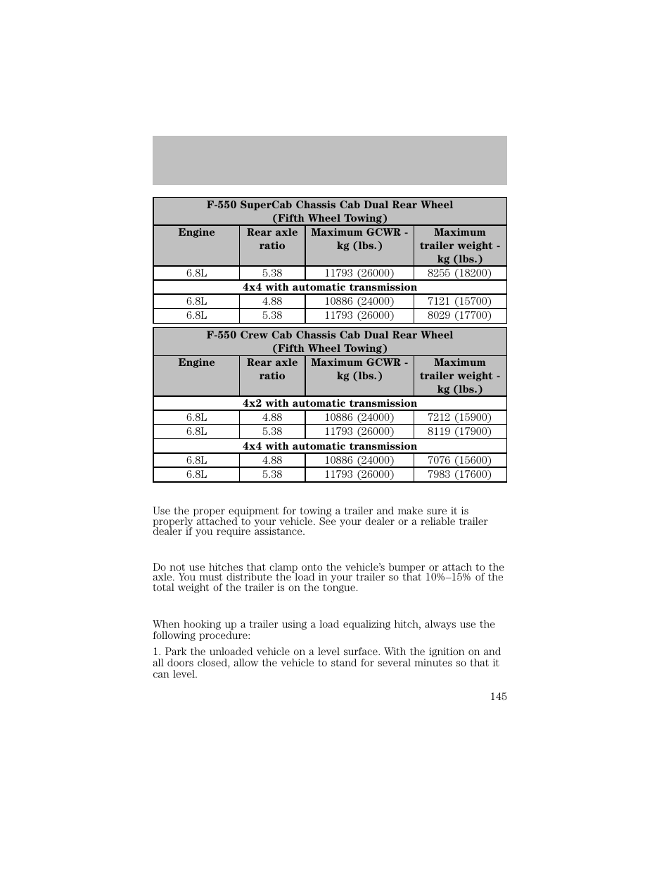 Driving | FORD 2003 F-550 v.1 User Manual | Page 145 / 256