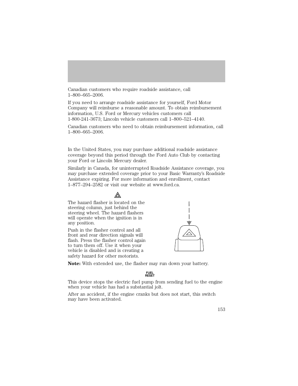 Roadside emergencies | FORD 2003 F-550 v.1 User Manual | Page 153 / 256