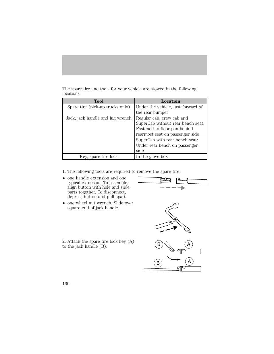 Roadside emergencies | FORD 2003 F-550 v.1 User Manual | Page 160 / 256