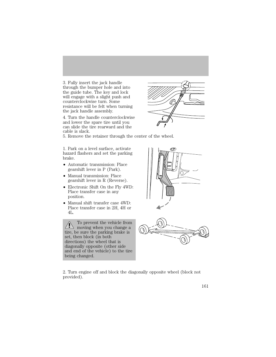 Roadside emergencies | FORD 2003 F-550 v.1 User Manual | Page 161 / 256