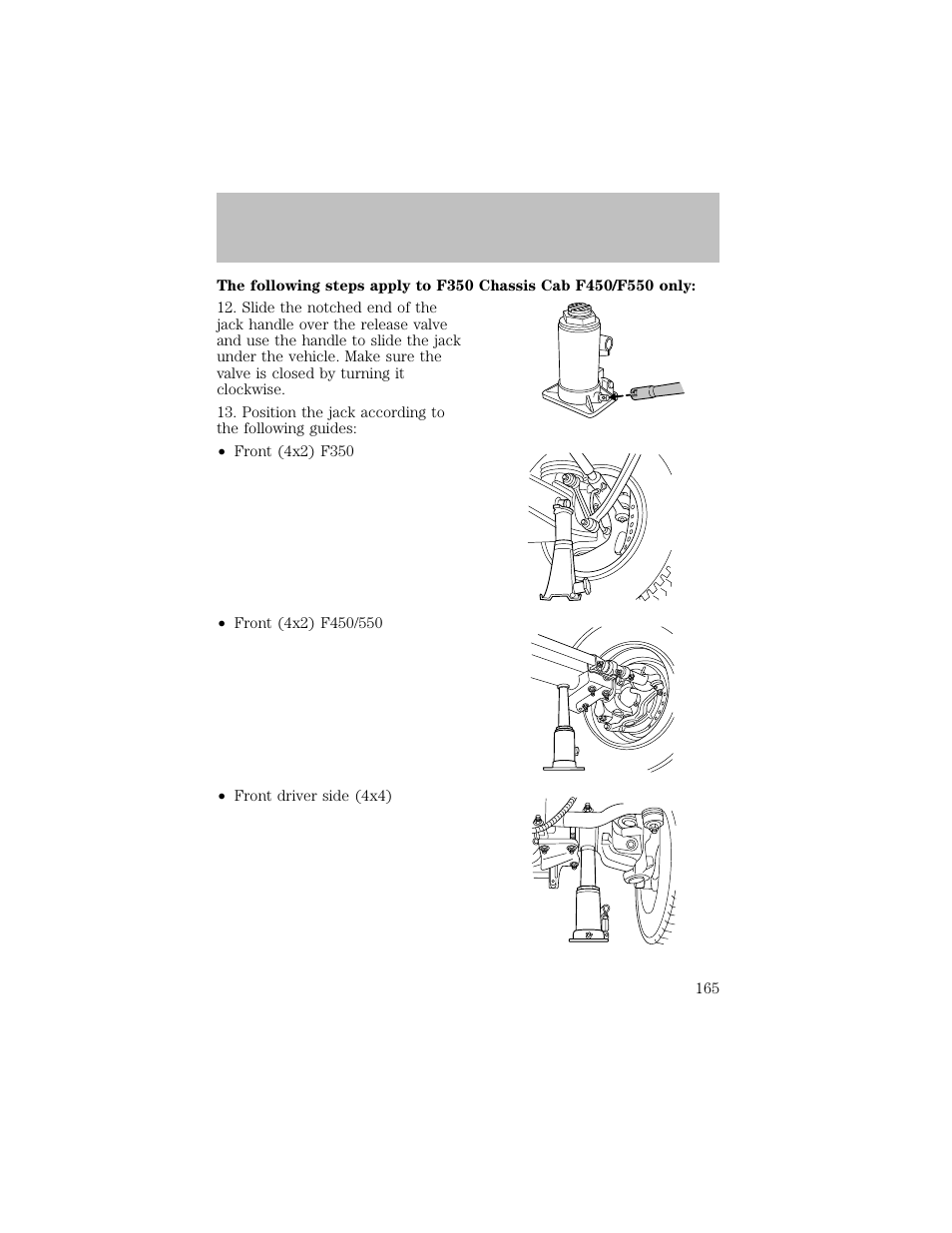 Roadside emergencies | FORD 2003 F-550 v.1 User Manual | Page 165 / 256