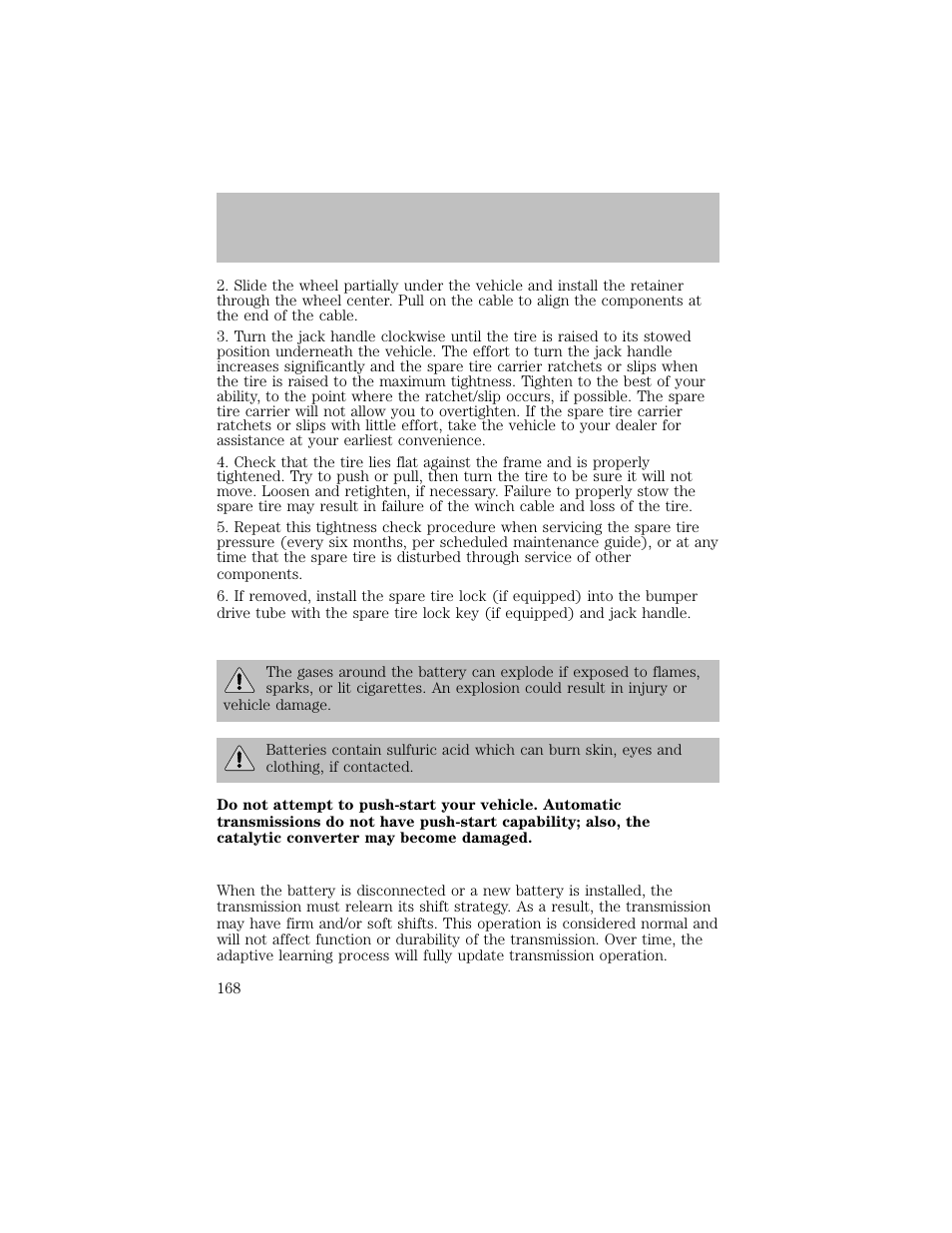 Roadside emergencies | FORD 2003 F-550 v.1 User Manual | Page 168 / 256