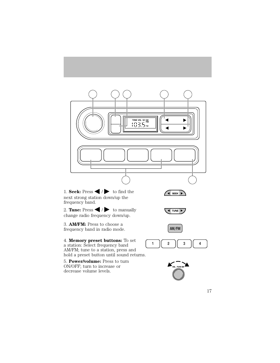 Entertainment systems, 12 3 4 am/fm | FORD 2003 F-550 v.1 User Manual | Page 17 / 256